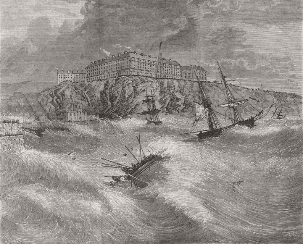 YORKSHIRE. Lifeboat disaster at Whitby 1861 old antique vintage print picture